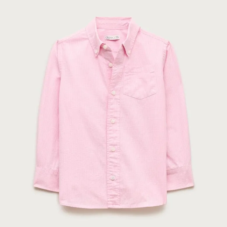 Kids' stretch poplin button-down in gingham