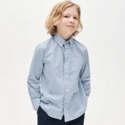 Kids' stretch poplin button-down in gingham