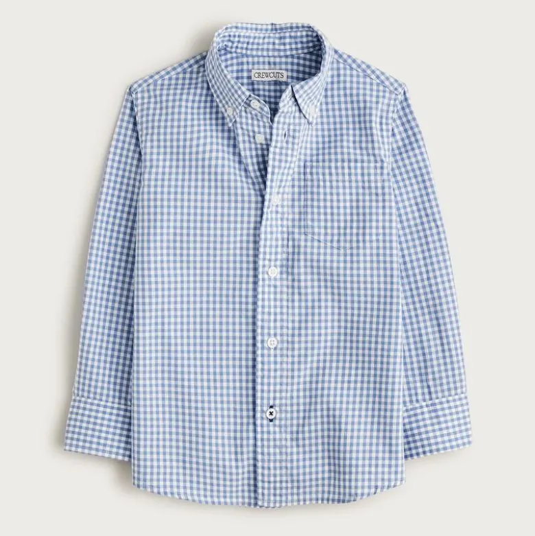 Kids' stretch poplin button-down in gingham