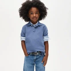 Kids' washed piqué polo shirt