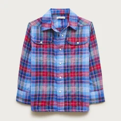 Kids' western shirt in herringbone plaid