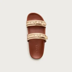 Kira buckle sandals in faux raffia