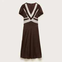 Lace dress in viscose twill