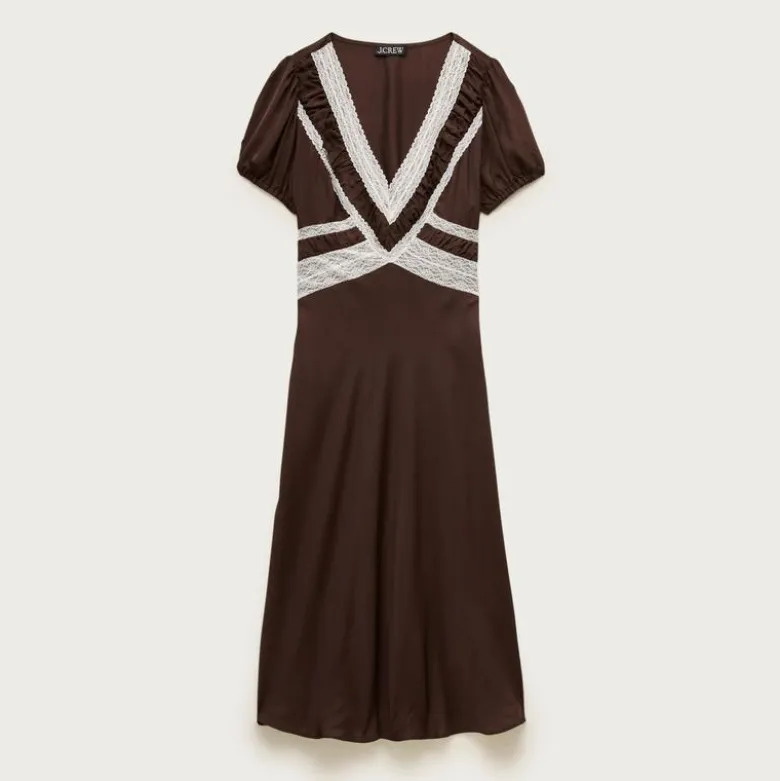 Lace dress in viscose twill