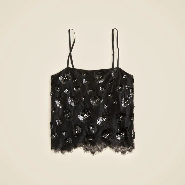 Lace-trim camisole with embellishments