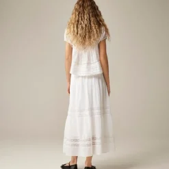 Lace-trim pintuck skirt
