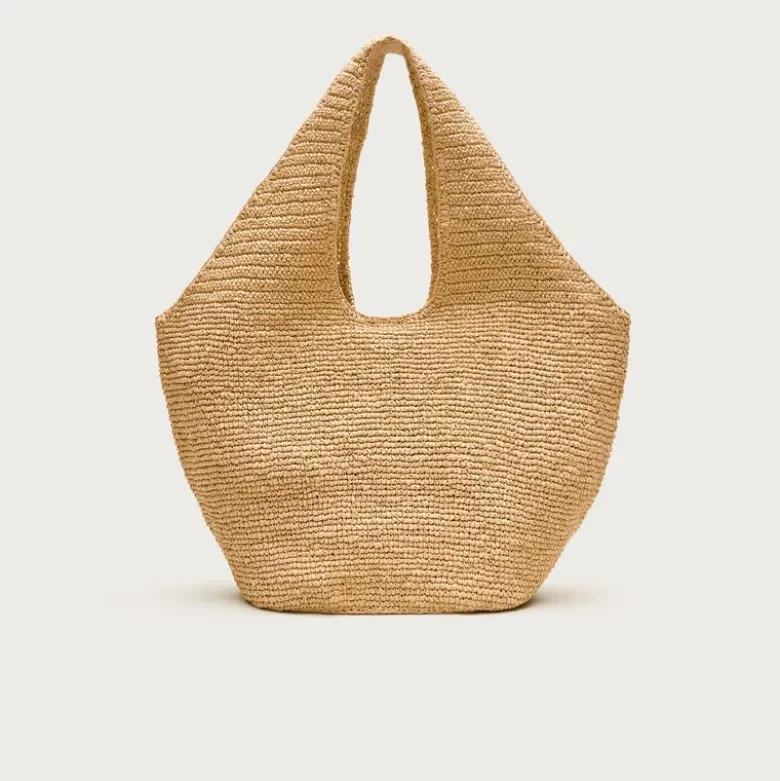 Large handknotted straw tote