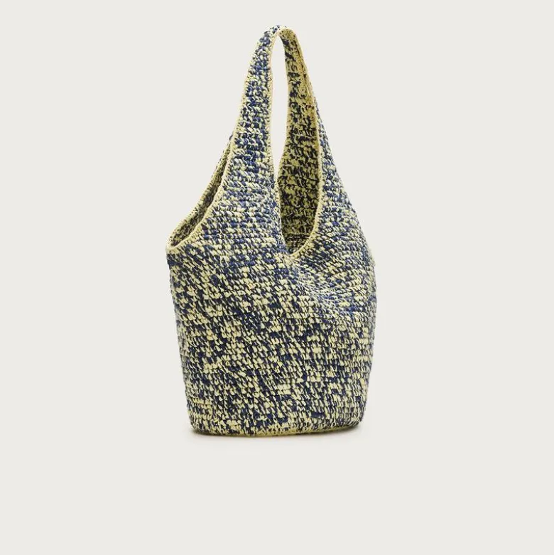 Large handwoven tote in marled straw