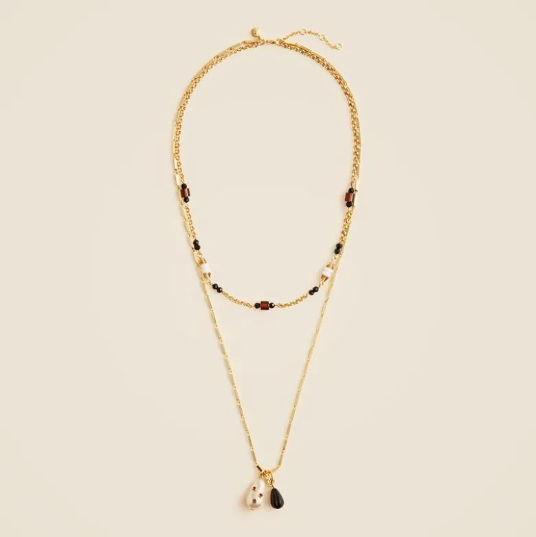 Layered charm necklaces set