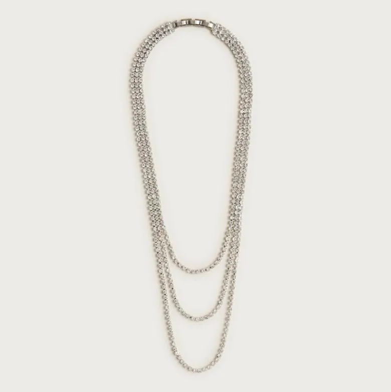 Layered crystal necklace