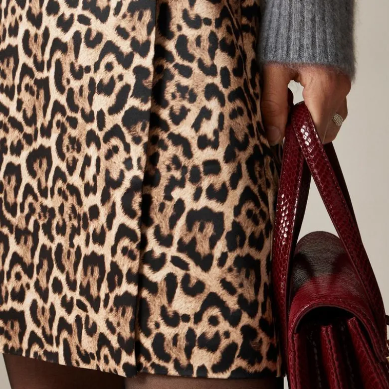 Leopard-print wrap skirt in duchesse satin
