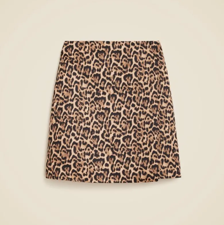 Leopard-print wrap skirt in duchesse satin