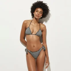 Lettuce-trim bikini bottom in gingham
