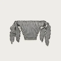 Lettuce-trim bikini bottom in gingham