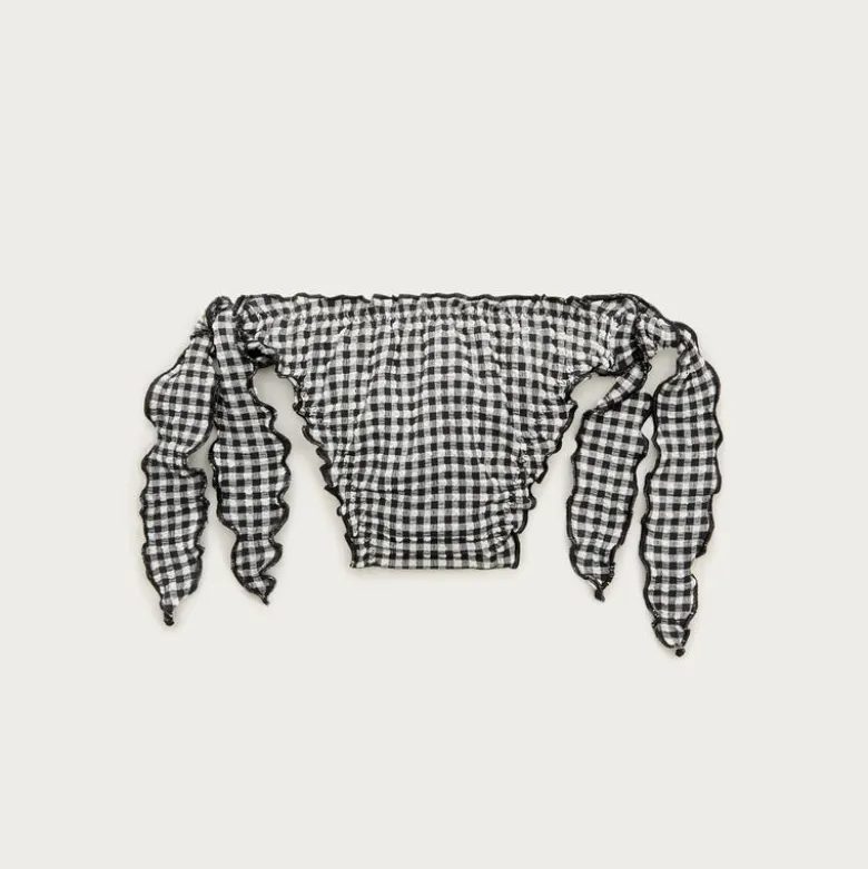 Lettuce-trim bikini bottom in gingham