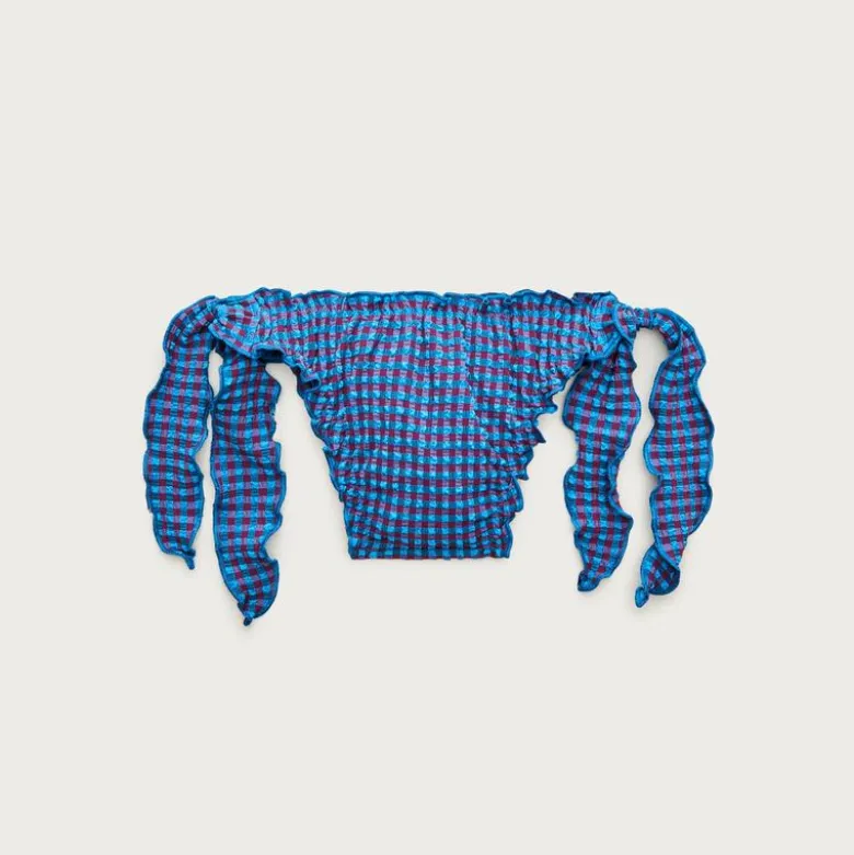 Lettuce-trim bikini bottom in gingham