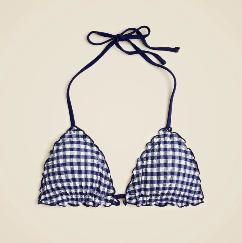 Lettuce-trim string bikini top