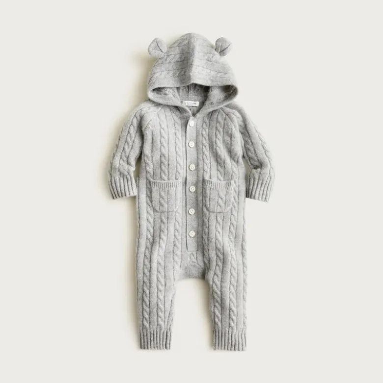 Limited-edition baby cashmere cable-knit bear one-piece