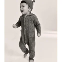 Limited-edition baby cashmere cable-knit bear one-piece
