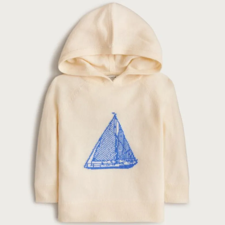 Limited-edition baby cashmere sailboat hooded sweater