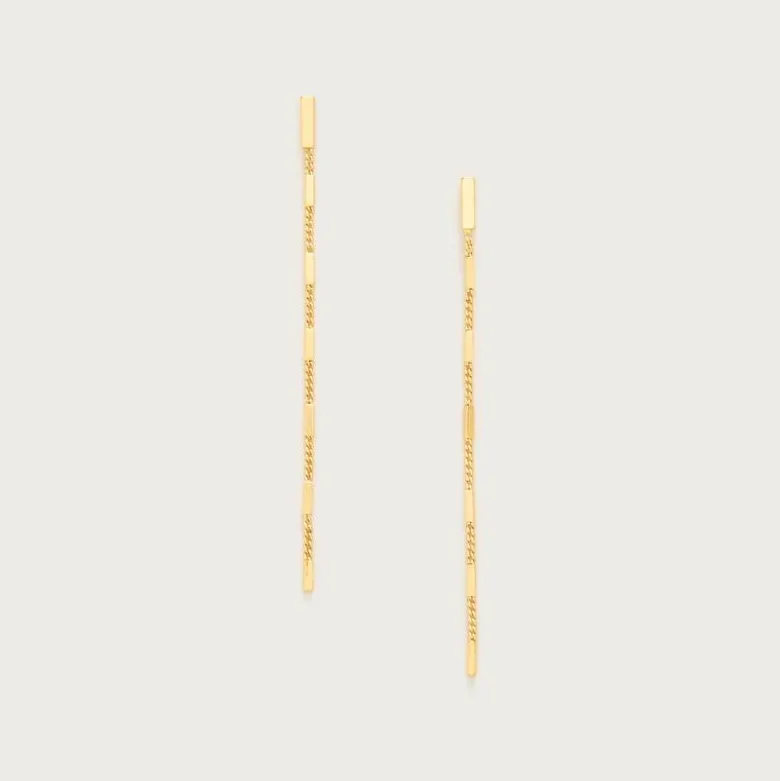 Linear chain station earrings