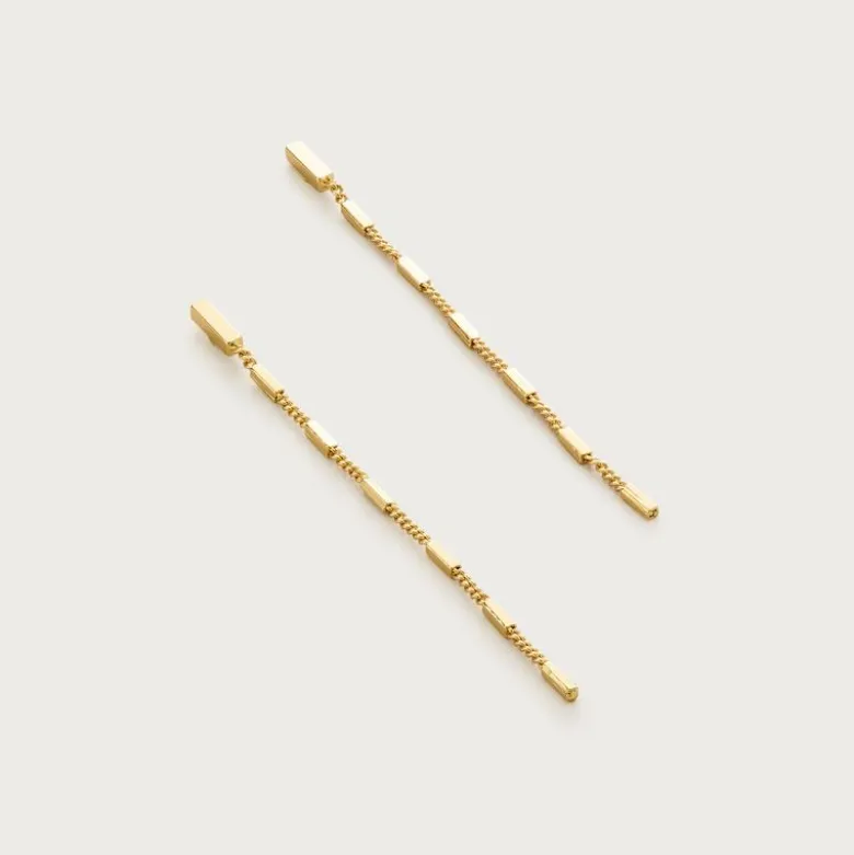 Linear chain station earrings