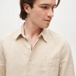 Linen-cotton blend twill shirt