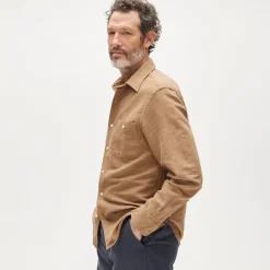 Linen-cotton blend twill shirt