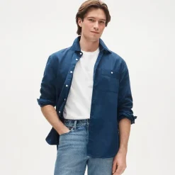Linen-cotton blend twill shirt