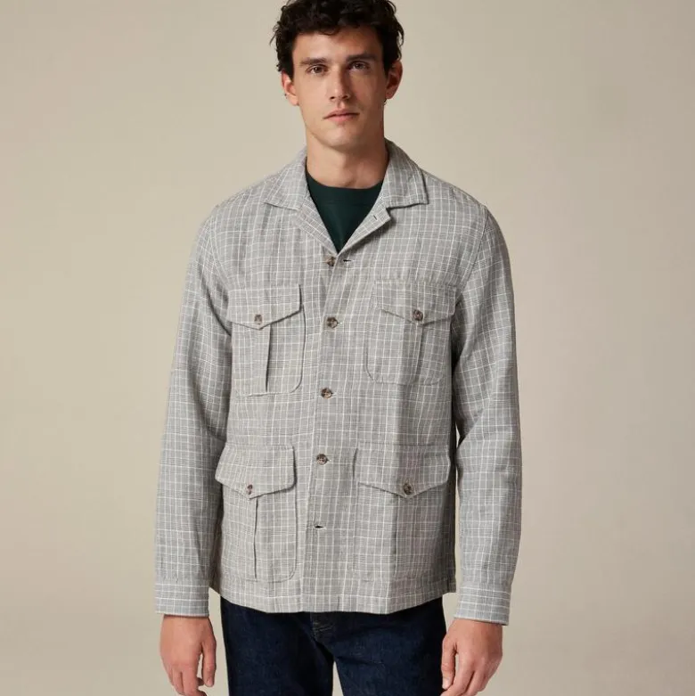 Linen-cotton blend twill shirt-jacket