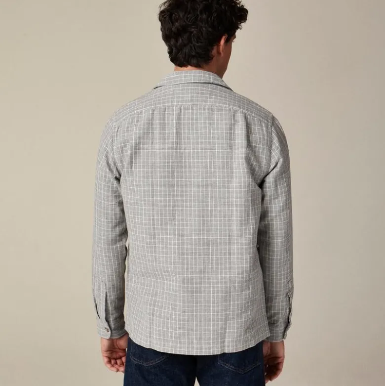 Linen-cotton blend twill shirt-jacket