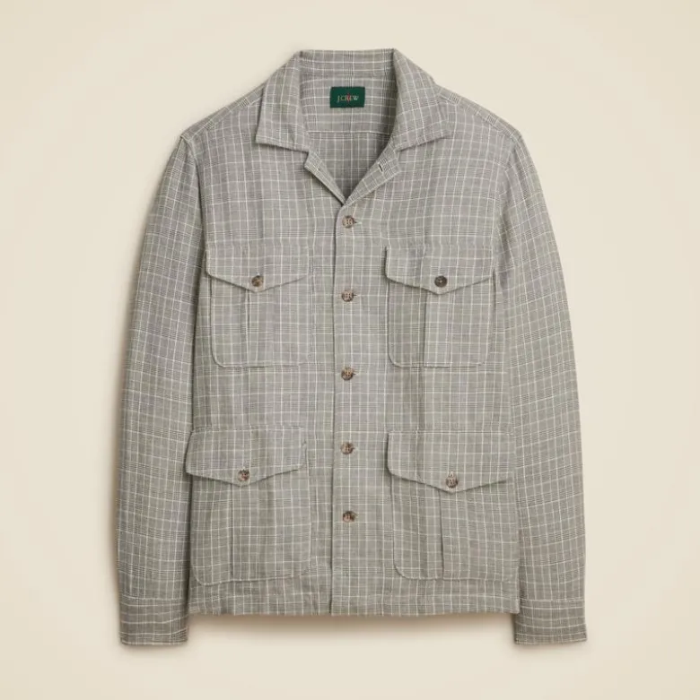 Linen-cotton blend twill shirt-jacket