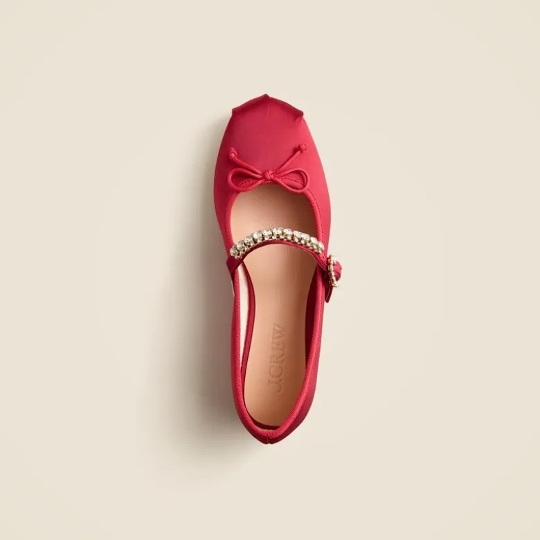 Logan embellished Mary Jane ballet flats in satin