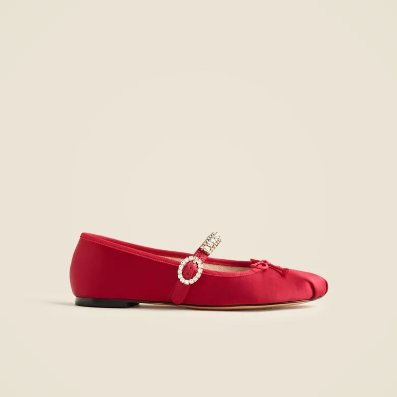 Logan embellished Mary Jane ballet flats in satin