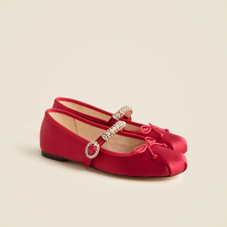 Logan embellished Mary Jane ballet flats in satin