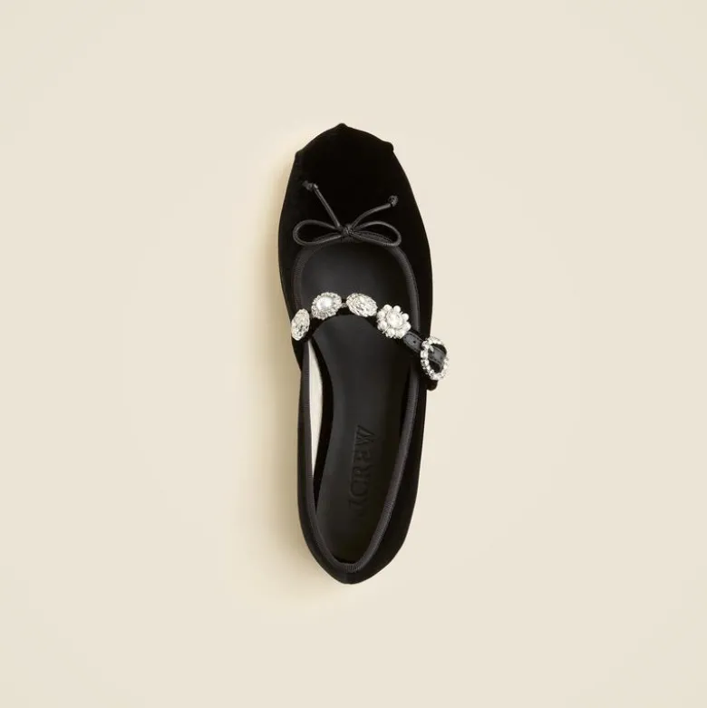 Logan embellished Mary Jane ballet flats in velvet