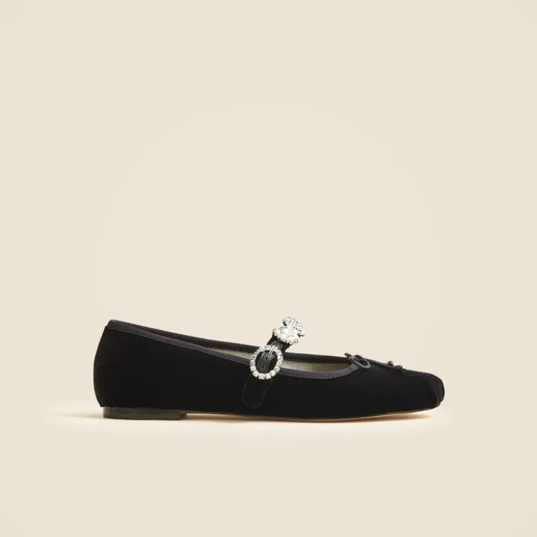 Logan embellished Mary Jane ballet flats in velvet