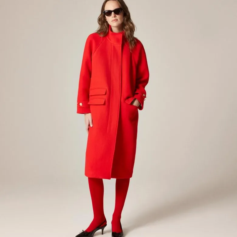 Long Toscana coat in Italian stadium-cloth wool blend