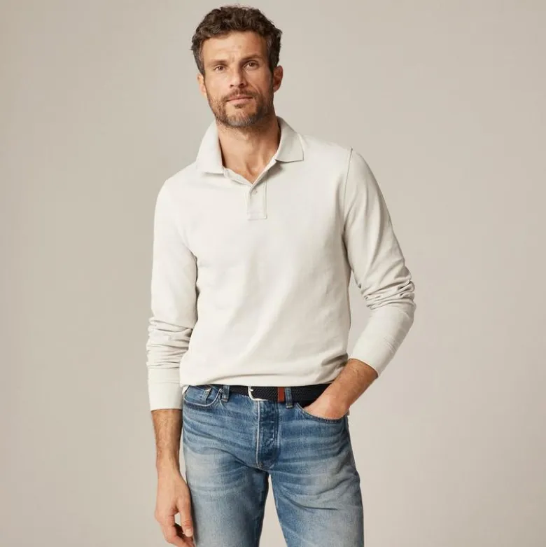 Long-sleeve classic piqué polo shirt