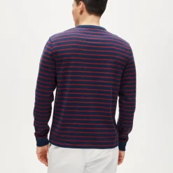 Long-sleeve crewneck in striped maritime jersey