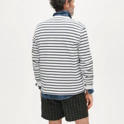 Long-sleeve crewneck in striped maritime jersey