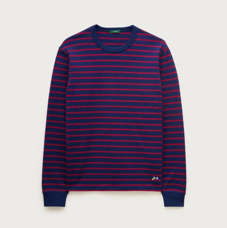 Long-sleeve crewneck in striped maritime jersey