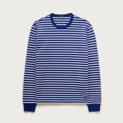 Long-sleeve crewneck in striped maritime jersey