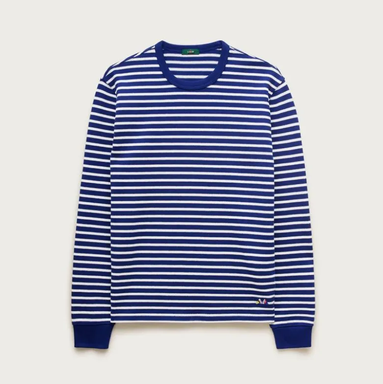 Long-sleeve crewneck in striped maritime jersey