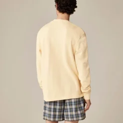 Long-sleeve macropiqué cotton T-shirt