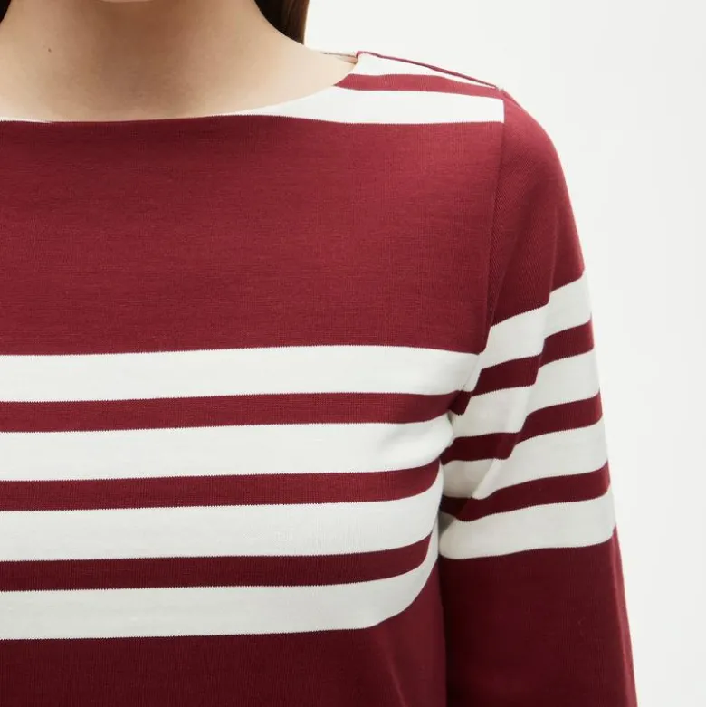 Long-sleeve mini dress in striped mariner cloth