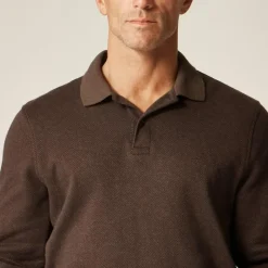 Long-sleeve polo shirt in double-knit jacquard