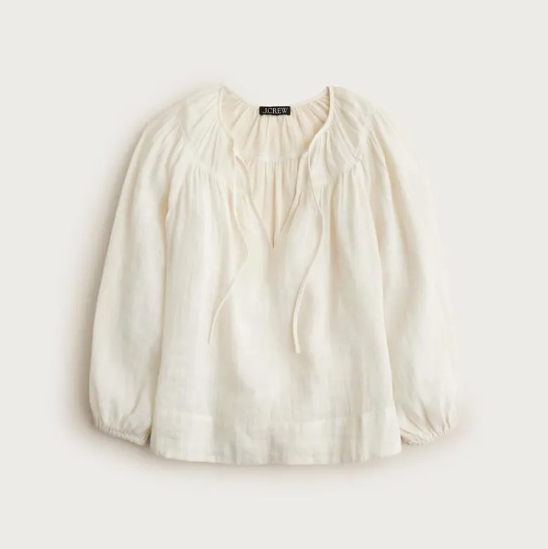 Long-sleeve tunic top in Hampton linen-blend
