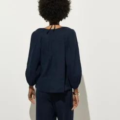 Long-sleeve tunic top in Hampton linen-blend