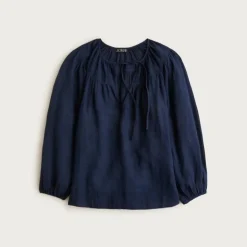 Long-sleeve tunic top in Hampton linen-blend